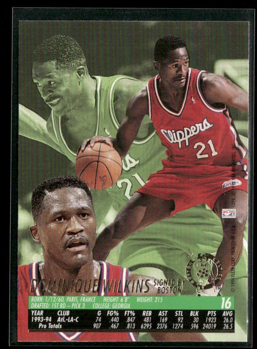 Dominique Wilkins Player Lot Bundle 10 Basketball Cards DW003 Hawks back