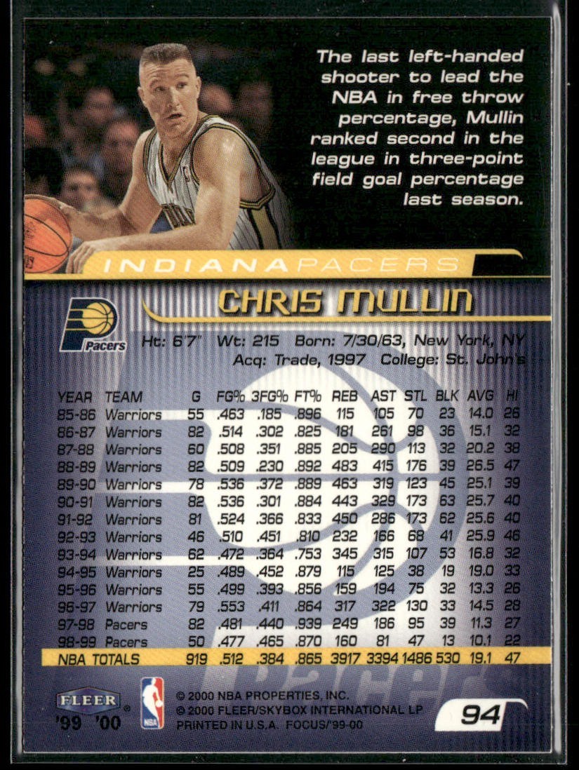 Chris Mullin Player Lot Bundle 10 Basketball Cards CM003 Warriors back