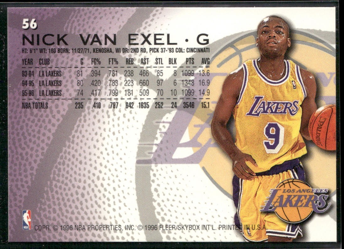 Nick Van Exel Player Lot Bundle 10 Basketball Cards NVE001 Lakers 3 RC's back
