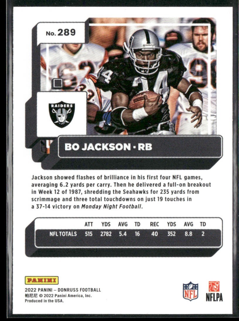 Bo Jackson Player Lot Bundle 10 Different Football Cards BOJ002 Raiders back