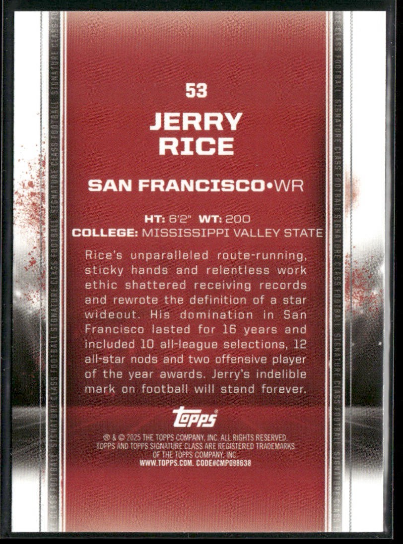 Jerry Rice Player Lot Bundle 10 Different Football Cards JR007 49ers back