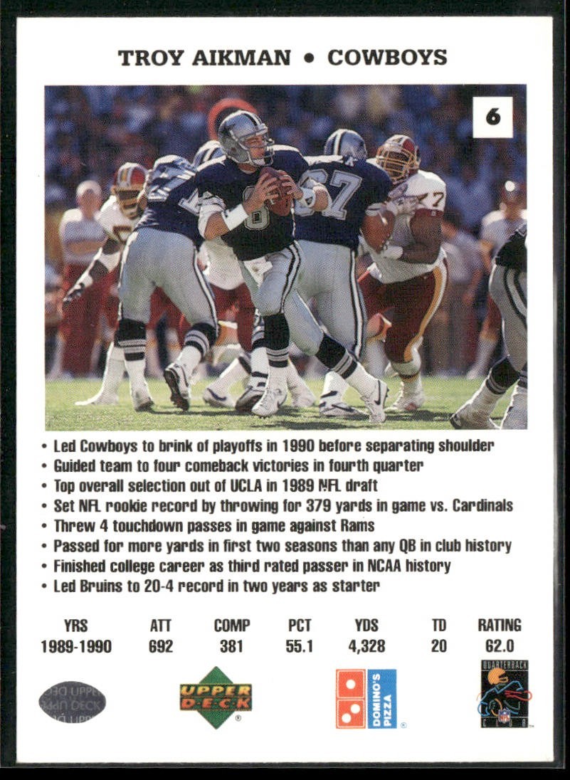 Troy Aikman Player Lot Bundle 10 Different Football Cards TA009 Cowboys back