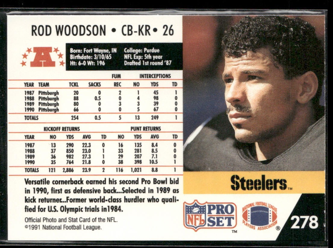 Rod Woodson Player Lot Bundle 10 Different Football Cards RW004 Steelers back