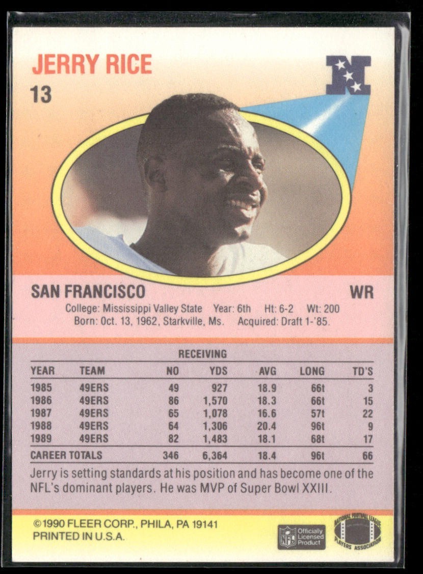 Jerry Rice Player Lot Bundle 10 Different Football Cards JR007 49ers back