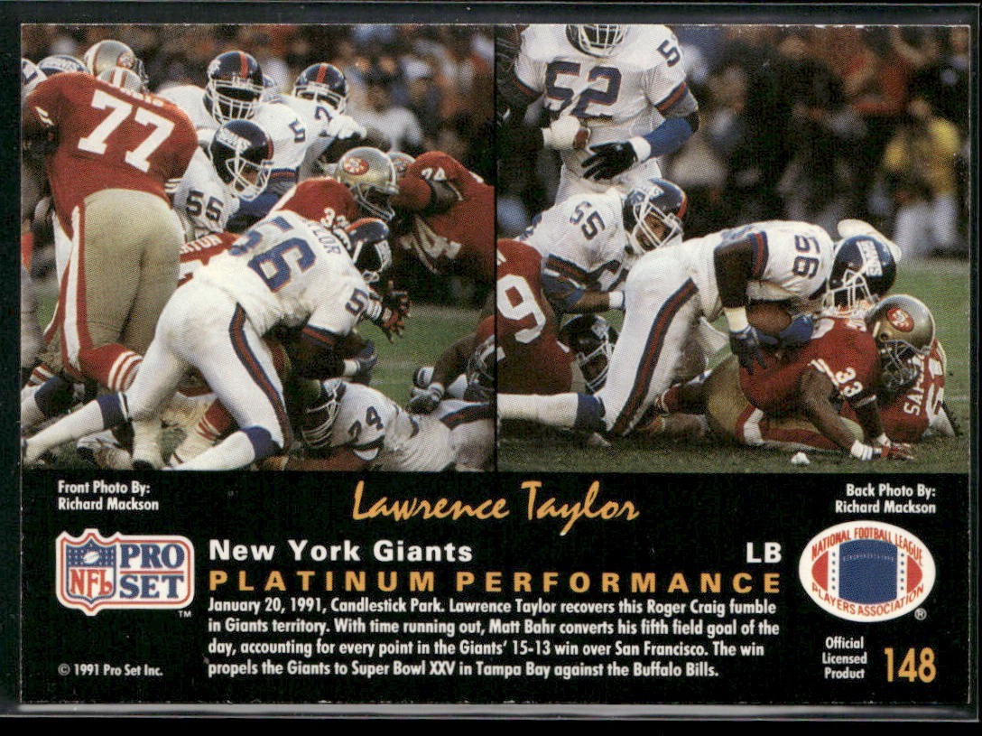 Lawrence Taylor Player Lot Bundle 10 Different Football Cards LT004 Giants back