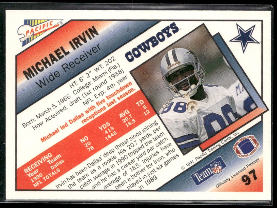 Michael Irvin Player Lot Bundle 10 Different Football Cards MI007 Cowboys back