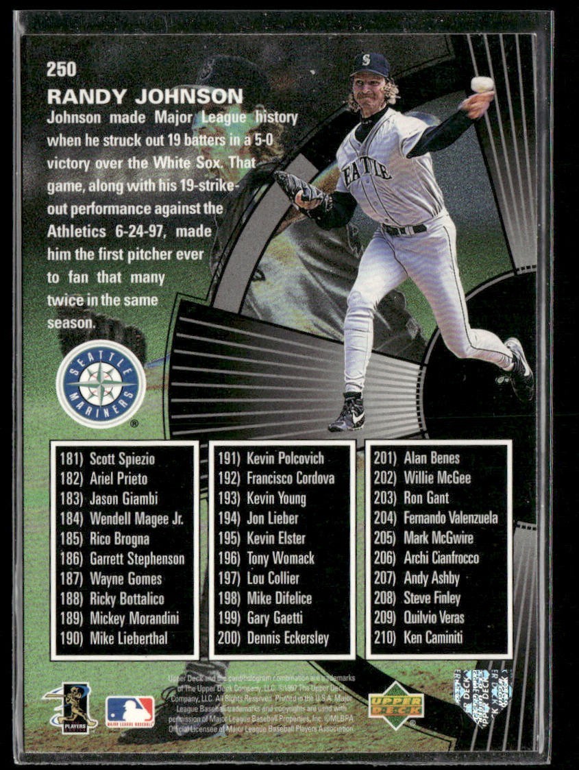 Randy Johnson Lot Bundle 10 Different Baseball Cards RJ002 Mariners back