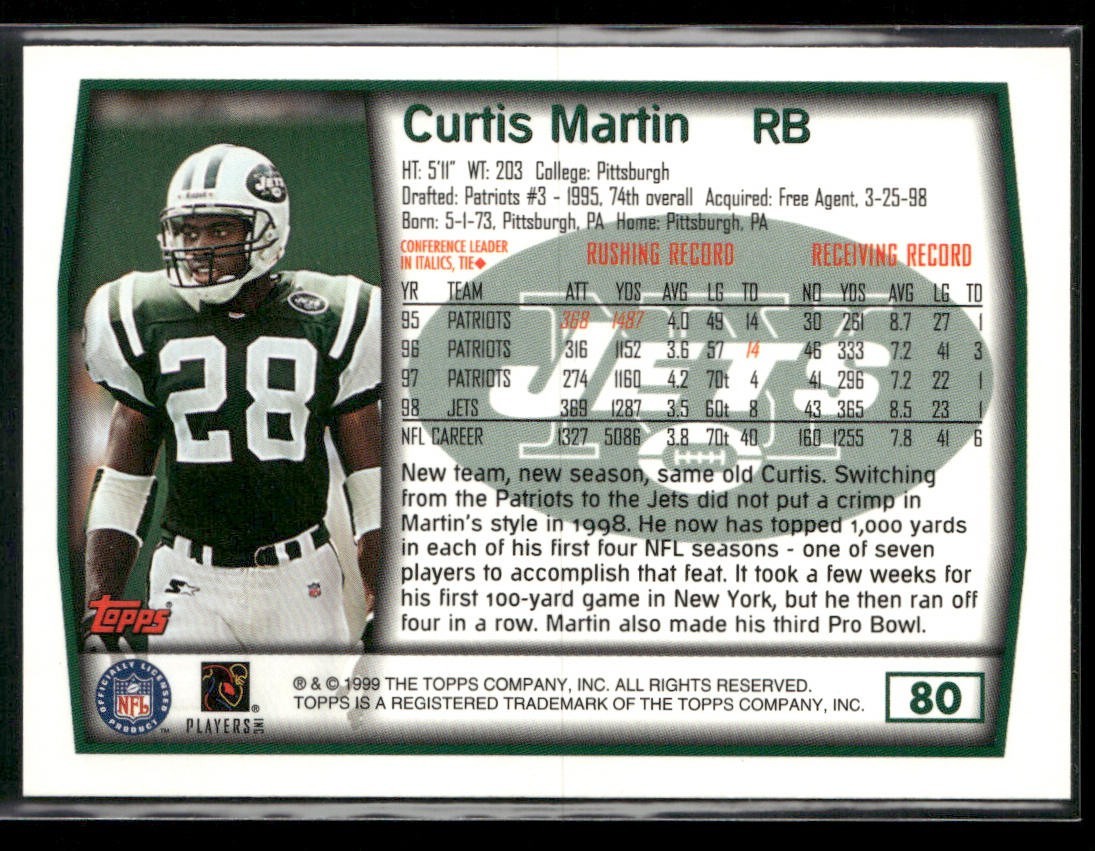 Curtis Martin Player Lot Bundle 10 Different Football Cards CM002 1 RC back