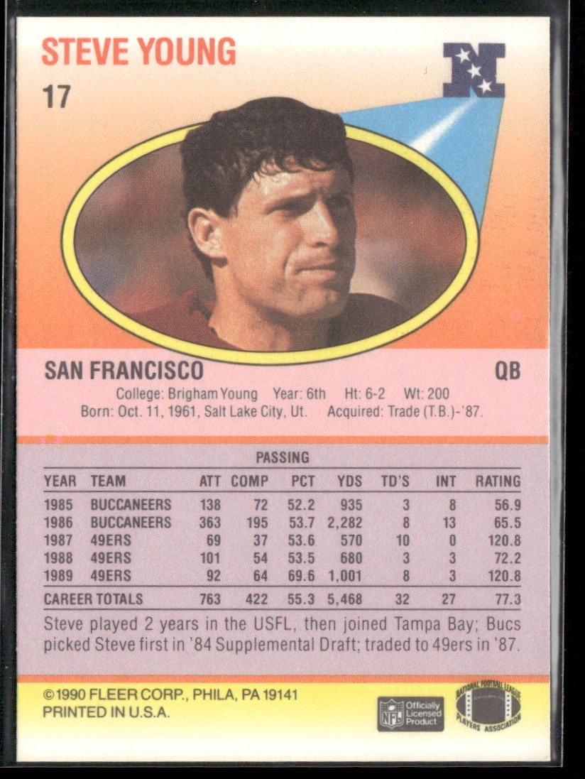 Steve Young Player Lot Bundle 10 Different Football Cards SY006 49ers back