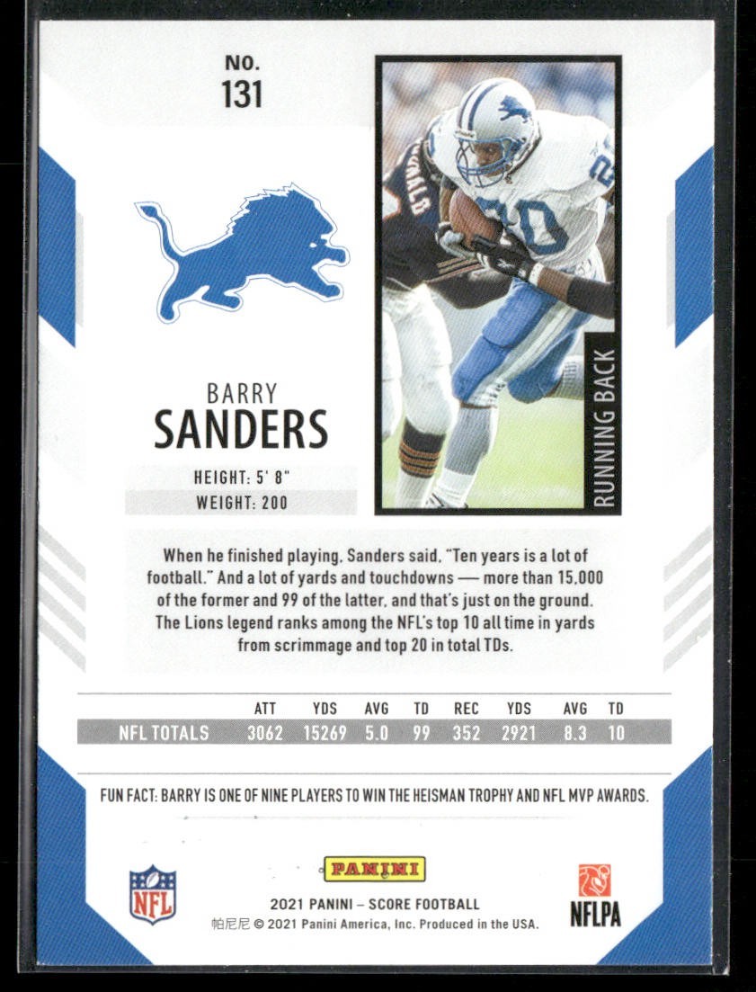 Barry Sanders Player Lot Bundle 10 Different Football Cards BS009 Lions back
