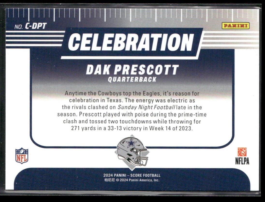 Dak Prescott Player Lot Bundle 10 Different Football Cards DP003 Cowboys back