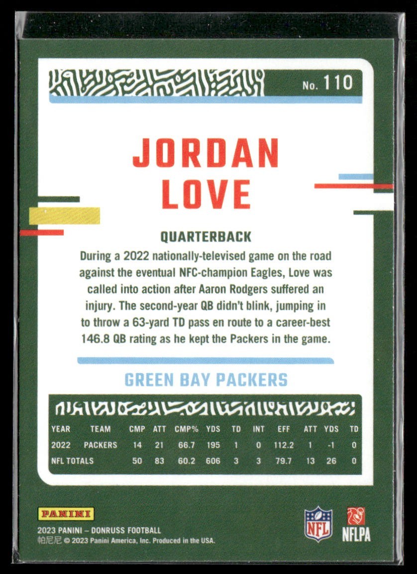 Jordan Love Player Lot Bundle 10 Different Football Cards JL002 Packers back