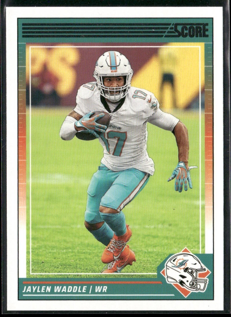 Jaylen Waddle Player Lot Bundle 10 Different Football Cards JW001 Dolphins 4 RC back