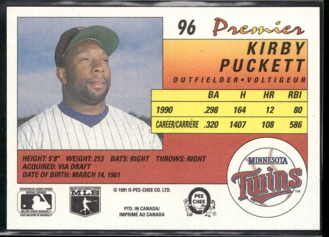 Kirby Puckett Player Lot Bundle 10 Different Baseball Cards KP001 Twins back