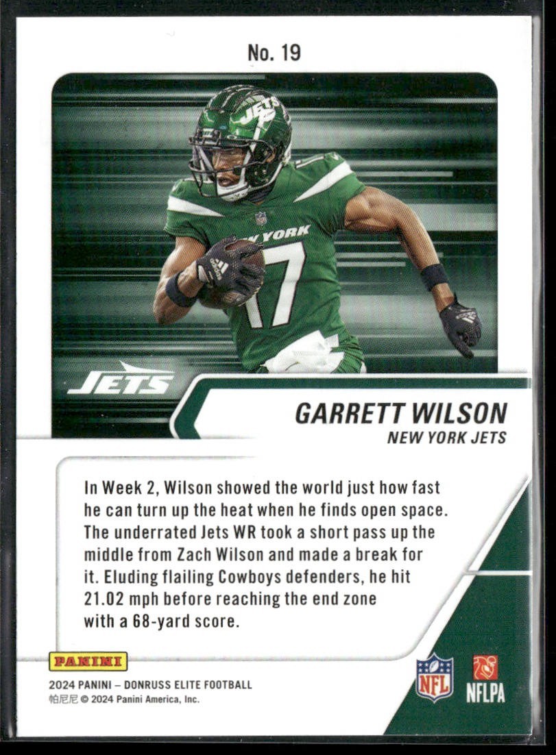 Garrett Wilson Player Lot Bundle 10 Different Football Cards GW001 Jets 1 RC back