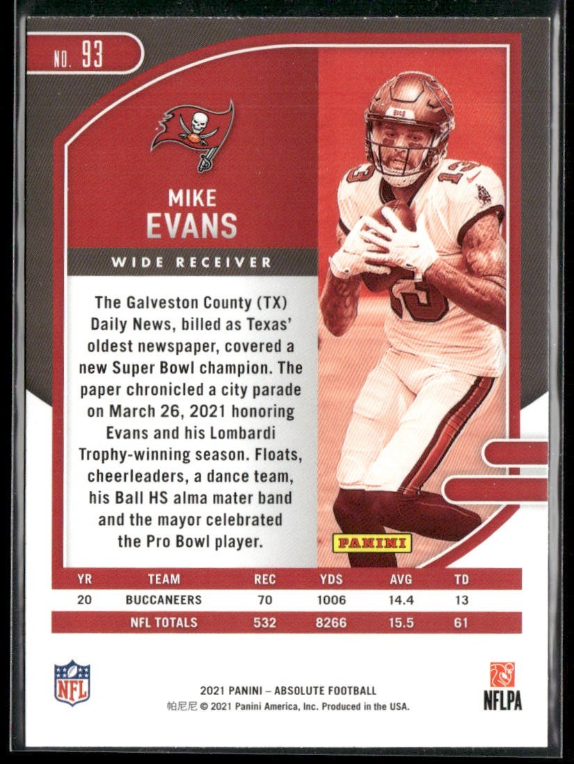 Mike Evans Player Lot Bundle 10 Different Football Cards ME002 Buccaneers back