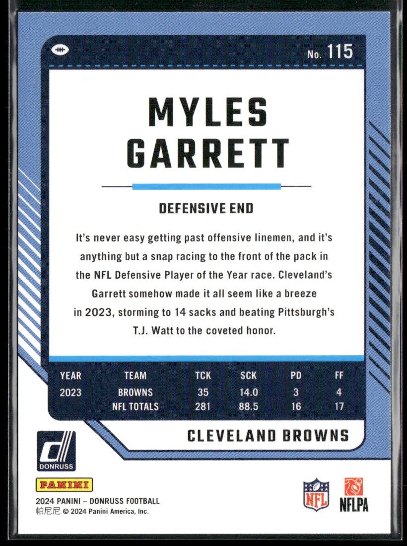 Myles Garrett Player Lot Bundle 10 Different Football Cards MG001 Browns back