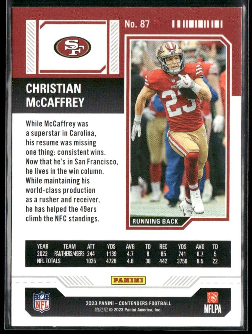 Christian McCaffrey Player Lot Bundle 10 Different Football Cards CM002 back