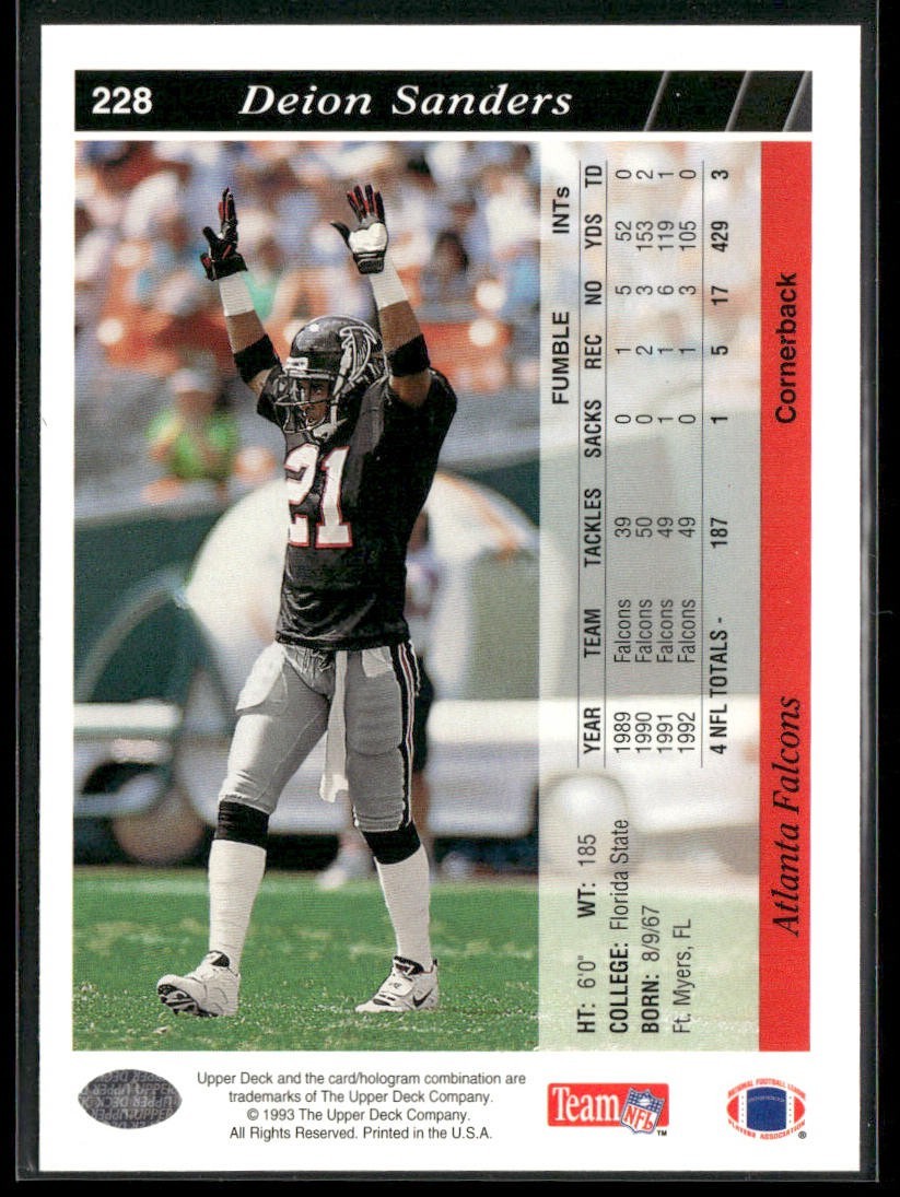 Deion Sanders Player Lot Bundle 10 Different Football Cards DS002 Falcons 49ers back
