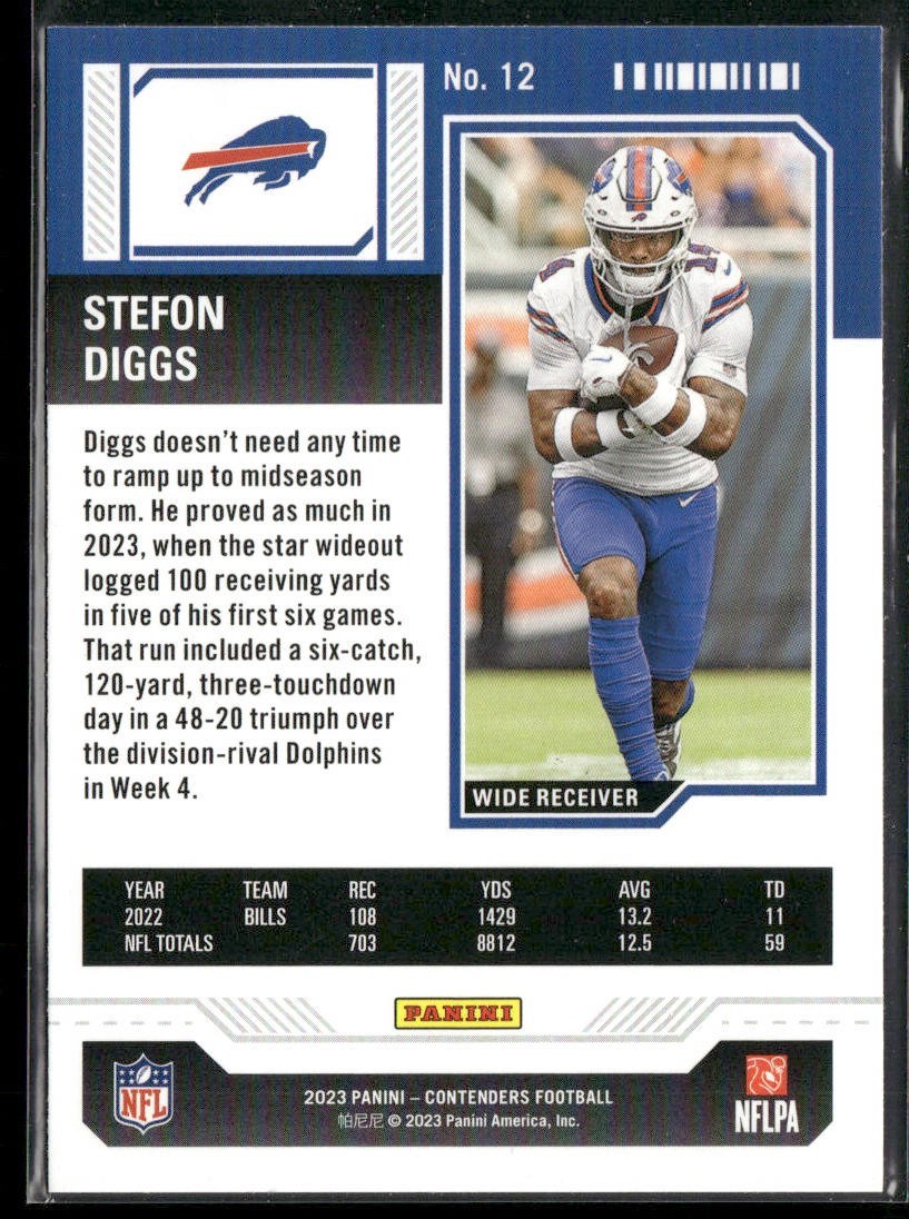 Stefon Diggs Player Lot Bundle 10 Different Football Cards SD001 Bills Vikings back