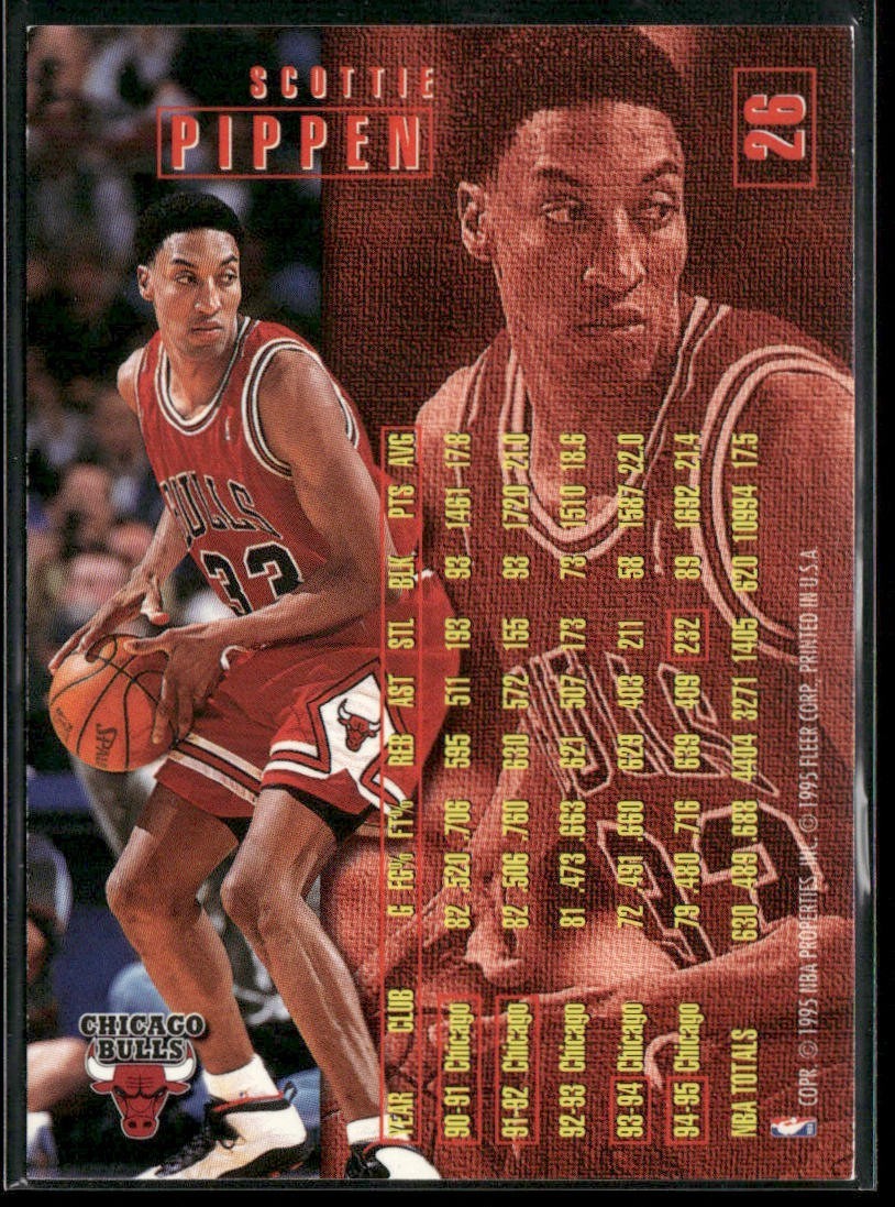 Scottie Pippen Player Lot Bundle 10 Basketball Cards SP001 Chicago Bulls back