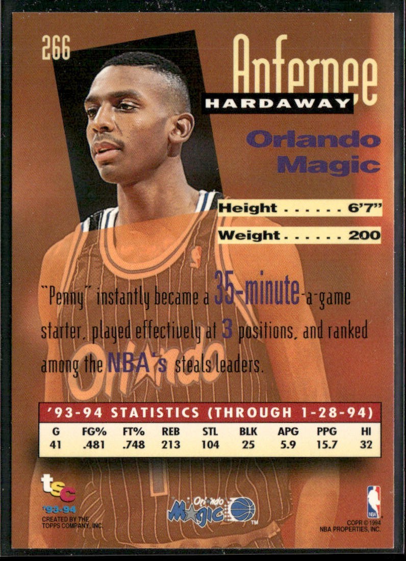 Anfernee "Penny" Hardaway Player Lot Bundle 10 Basketball Cards AH002 1 RC Magic back