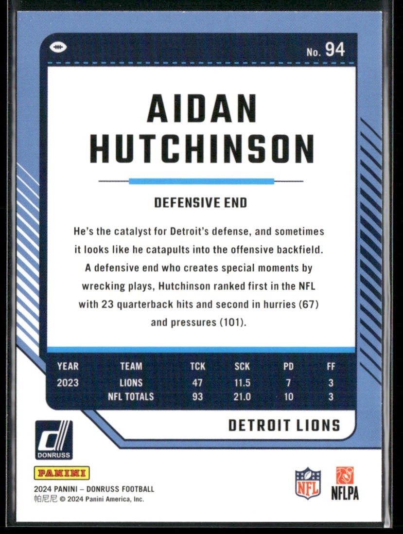 Aidan Hutchinson Player Lot Bundle 10 Different Football Cards AH002 Lions 6RC back