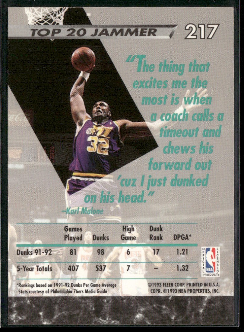 Karl Malone Player Lot Bundle 10 Basketball Cards KM003 Utah Jazz back