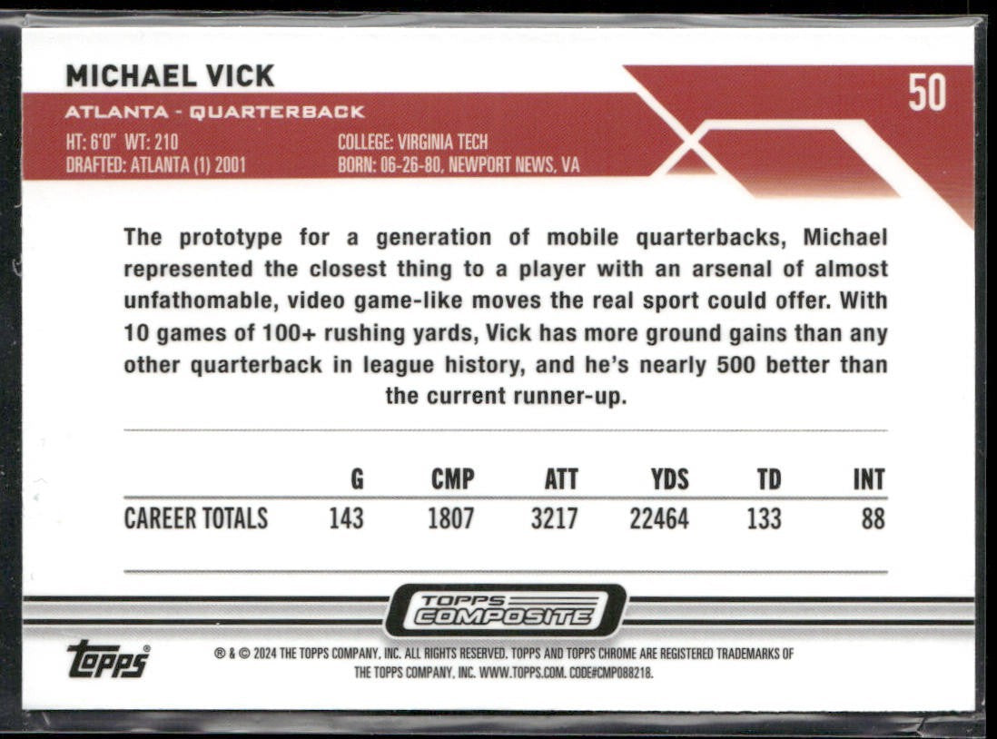 Michael Vick Player Lot Bundle 10 Different Football Cards MV001 Falcons back