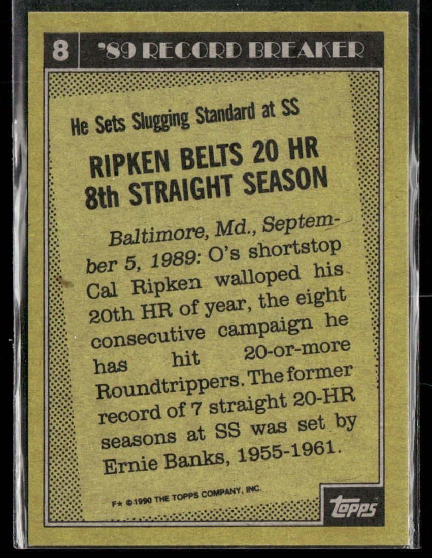 Cal Ripken Jr. Player Lot Bundle 10 Different Baseball Cards CRJ002 Orioles back