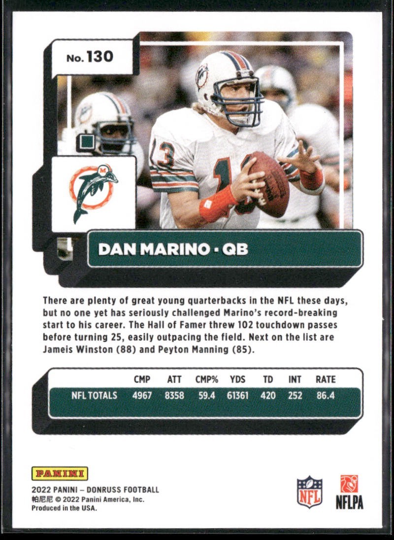 Dan Marino Player Lot Bundle 10 Football Cards DM009 Dolphins back