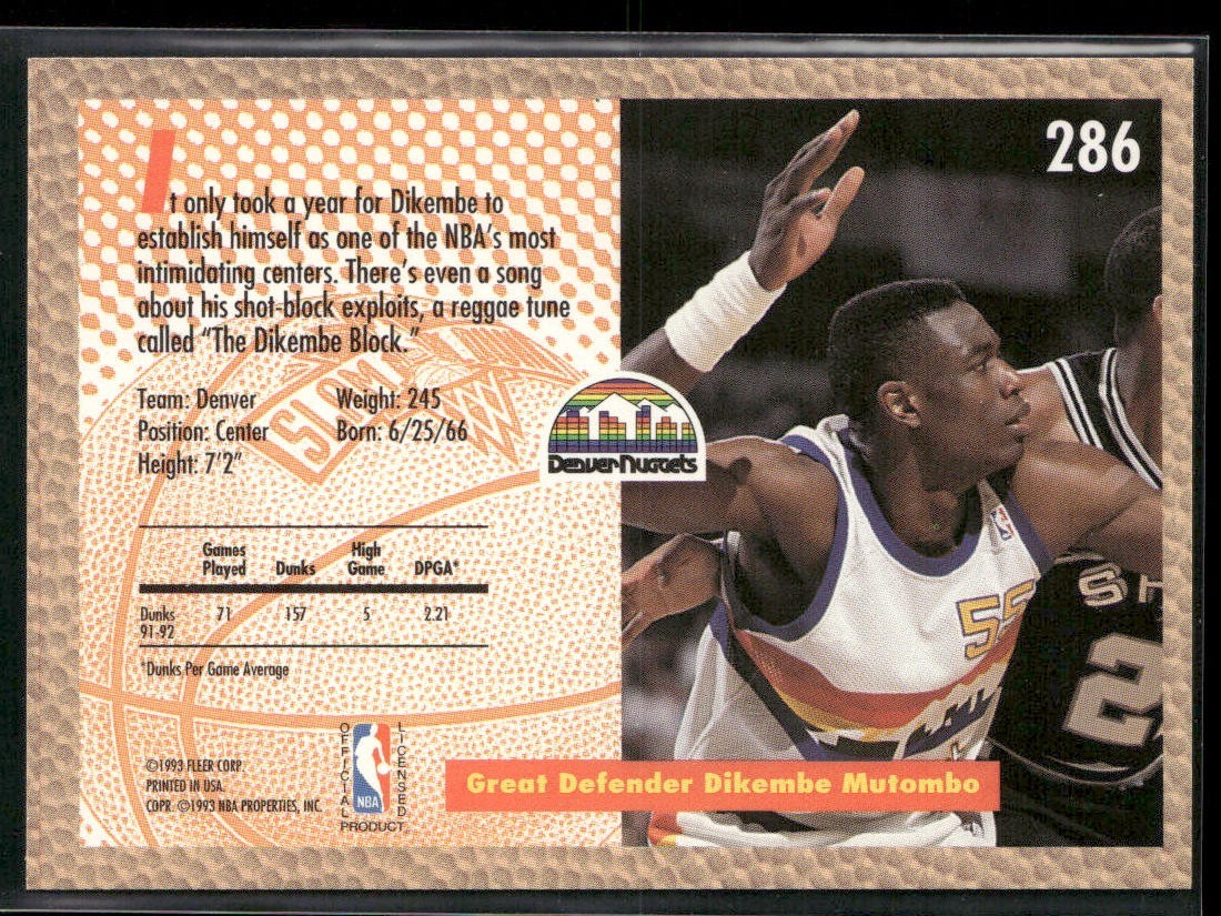 Dikembe Mutombo Player Lot Bundle 10 Basketball Cards DM004 Nuggets Hawks back