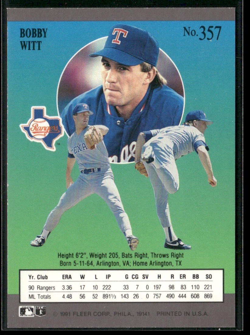 Bobby Witt Player Lot Bundle 10 Different Baseball Cards BW001 Rangers back