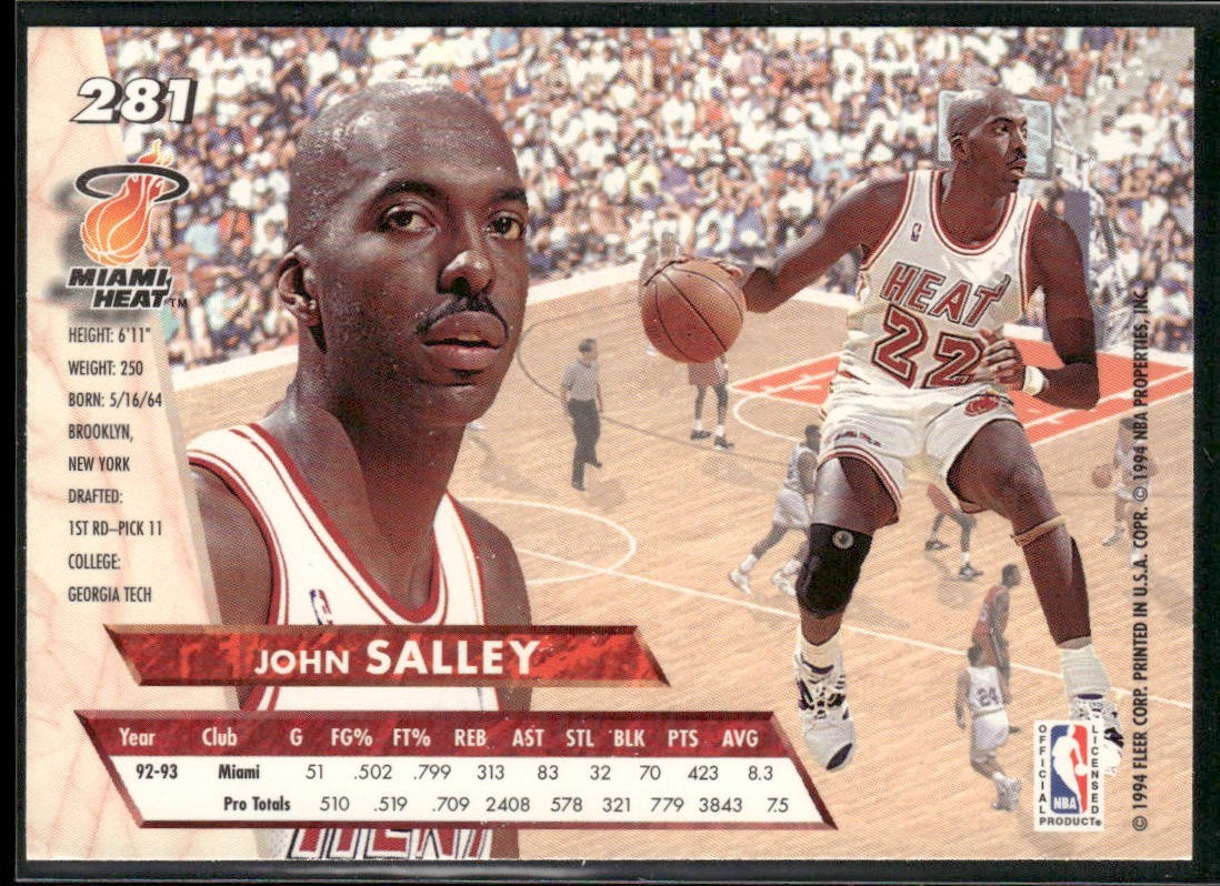 John Salley Player Lot Bundle 10 Basketball Cards JS001 Heat Pistons back