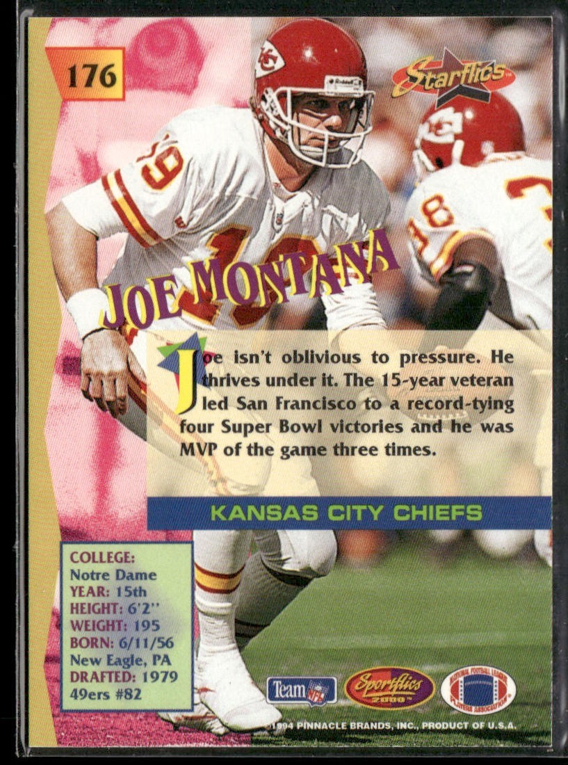 Joe Montana Player Lot Bundle 10 Different Football Cards JM005 49ers Chiefs back