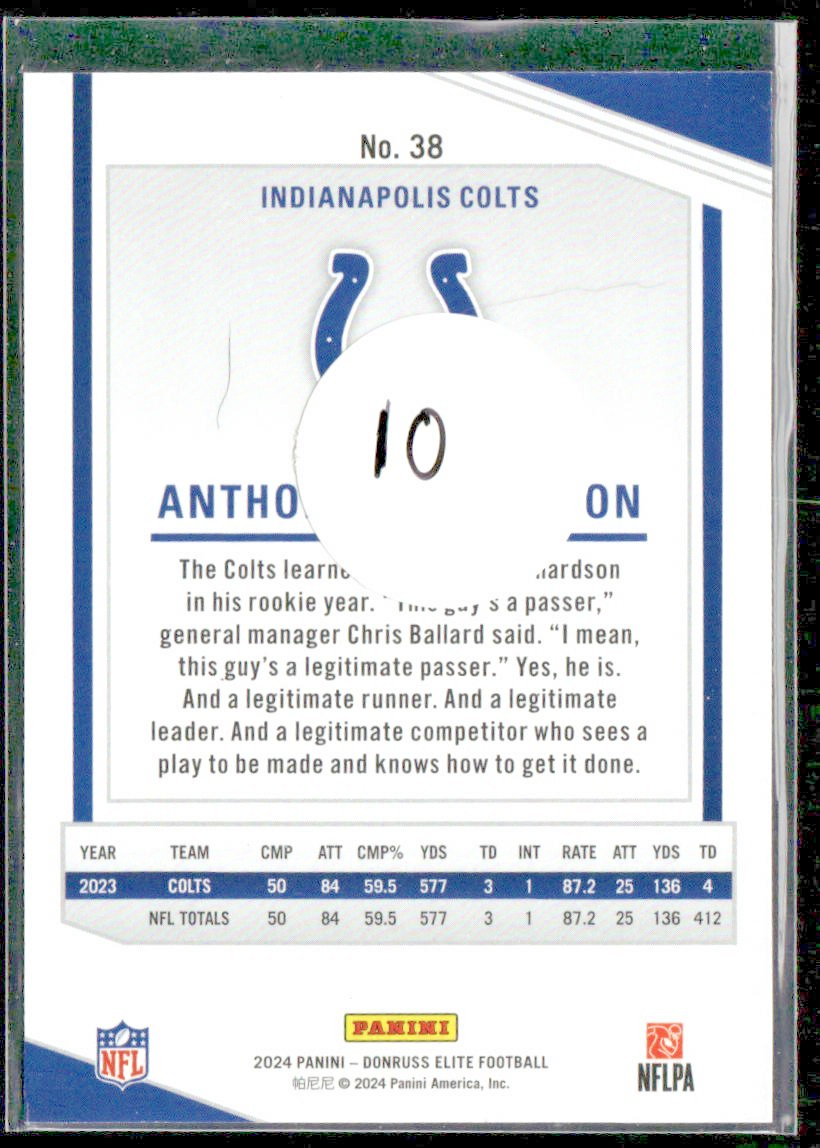 2024 Donruss Elite #38 Anthony Richardson Aspirations Shimmer #/875 Colts back