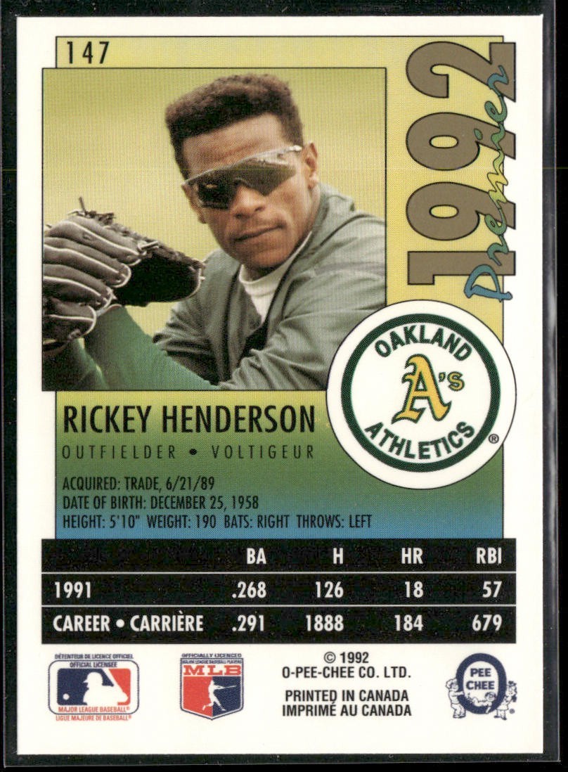 Rickey Henderson Lot Bundle 10 Different Baseball Cards RH002 Athletics back