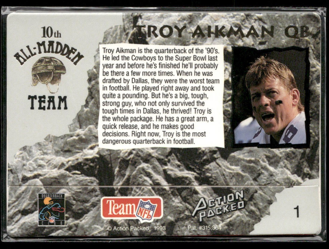 Troy Aikman Player Lot Bundle 10 Different Football Cards TA003 Cowboys back