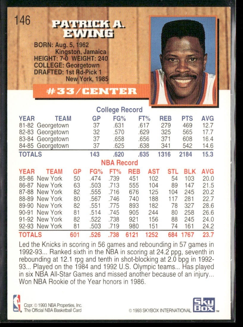 Patrick Ewing Player Lot Bundle 10 Basketball Cards PE001 New York Knicks back