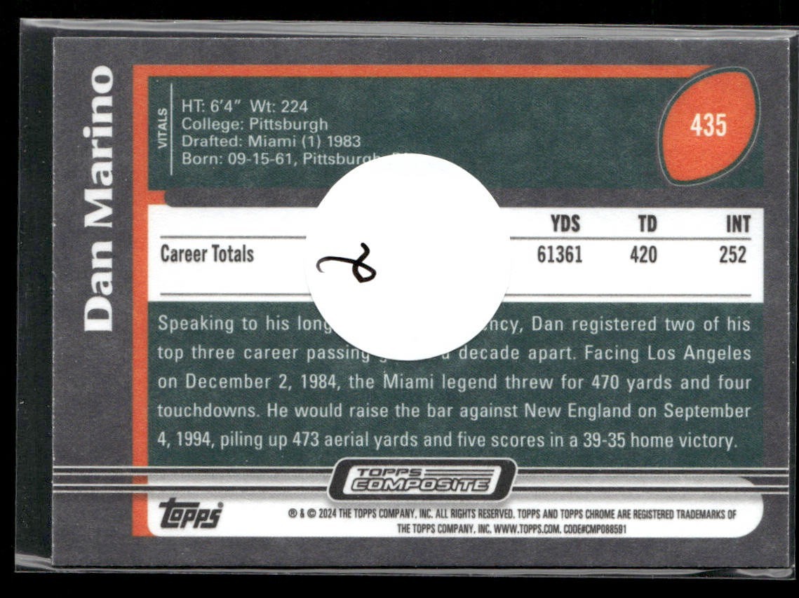 Dan Marino Player Lot Bundle 10 Different Football Cards DM008 Dolphins back