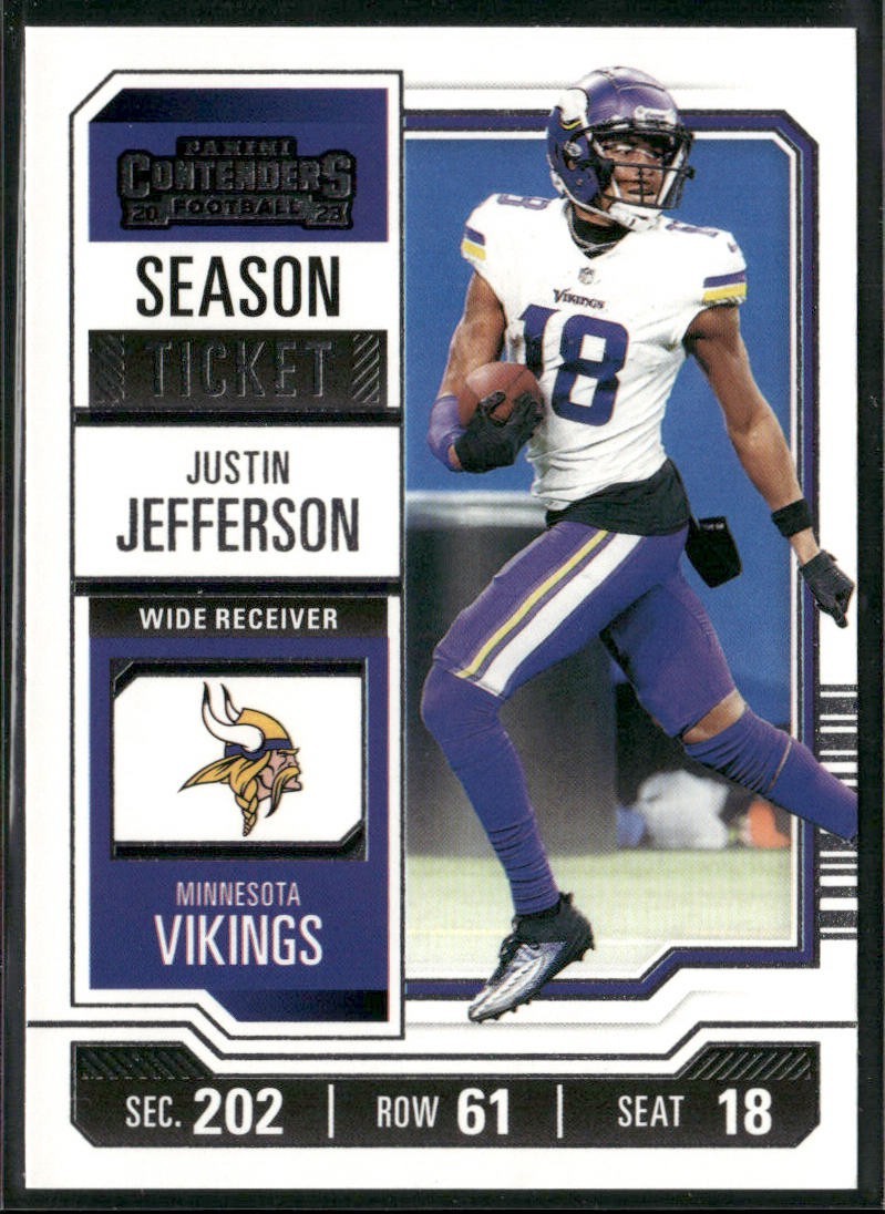 Justin Jefferson Player Lot Bundle 10 Different Football Cards JJ003 Vikings back