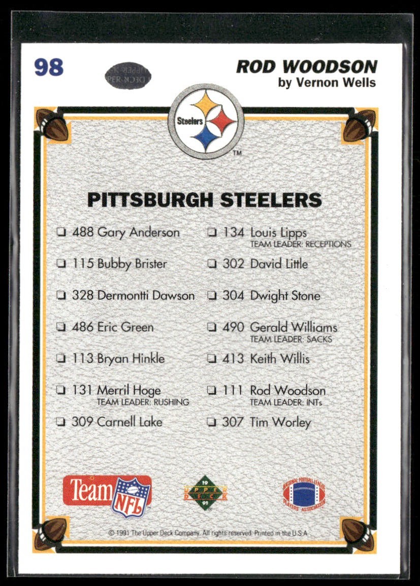 Rod Woodson Player Lot Bundle 10 Different Football Cards RW002 Steelers back