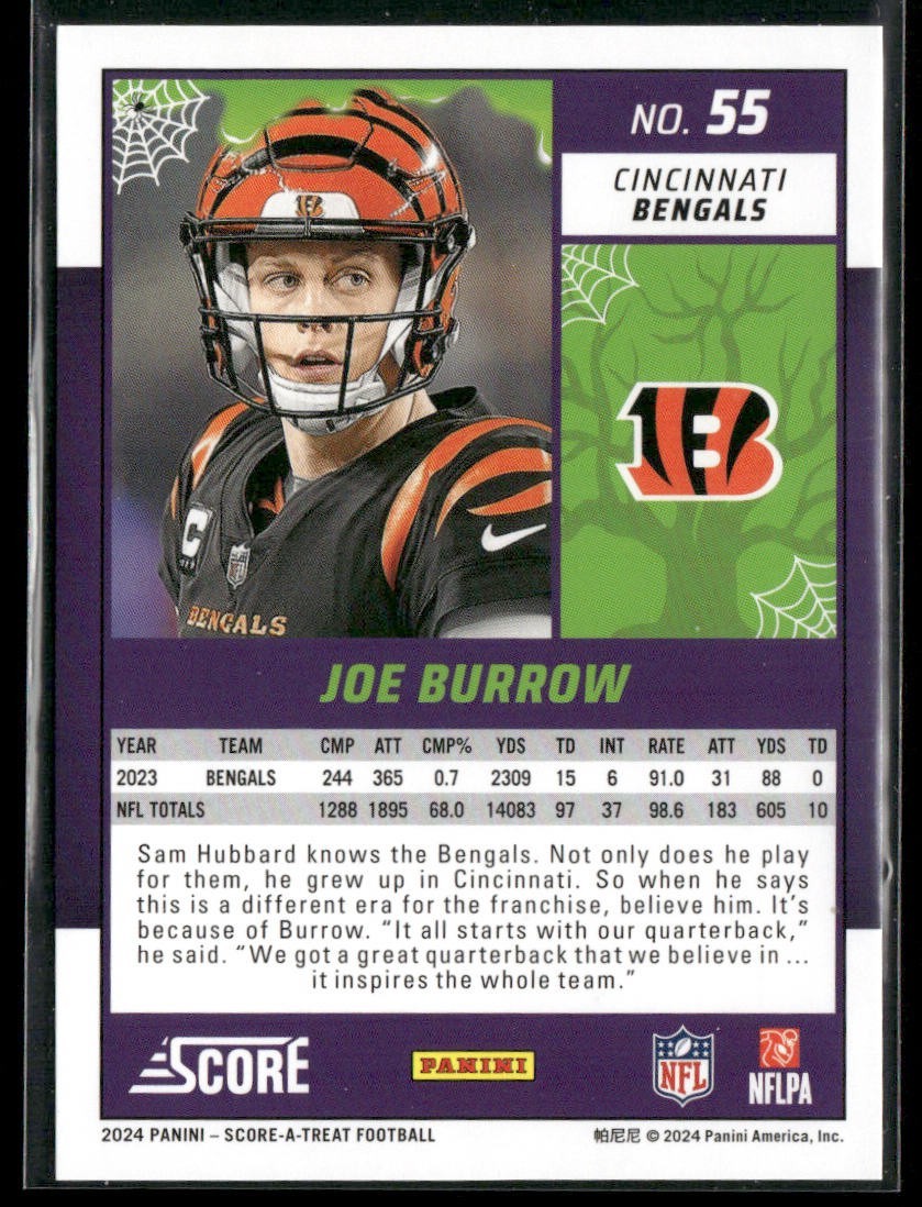 Joe Burrow Player Lot Bundle 10 Different Football Cards JB001 Bengals back