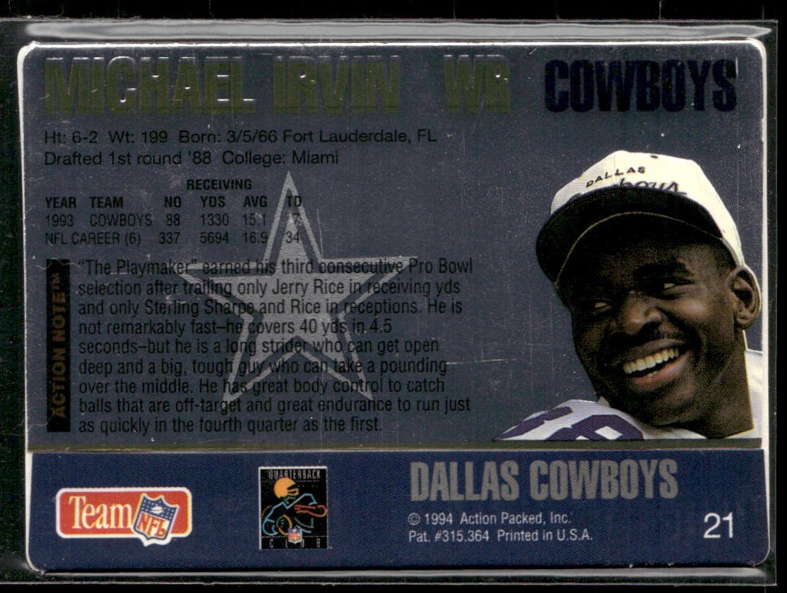 Michael Irvin Player Lot Bundle 10 Different Football Cards MI003 Cowboys back