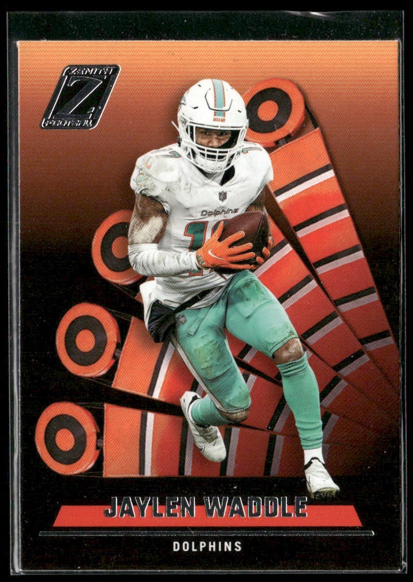 Jaylen Waddle Player Lot Bundle 10 Different Football Cards JW001 Dolphins 4 RC back