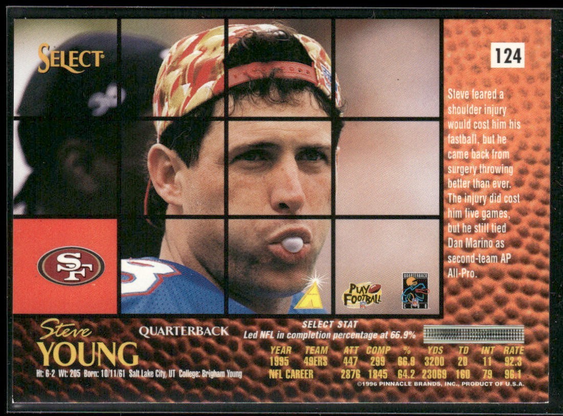 Steve Young Player Lot Bundle 10 Different Football Cards SY001 49ers back