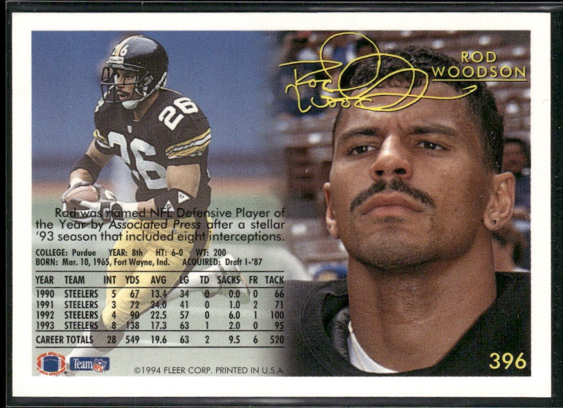Rod Woodson Player Lot Bundle 10 Different Football Cards RW001 Steelers back