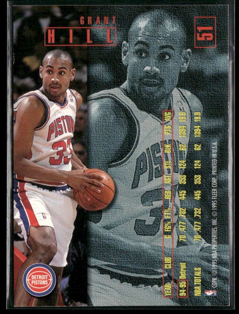 Grant Hill Player Lot Bundle 10 Basketball Cards GH001 Pistons 1 RC back
