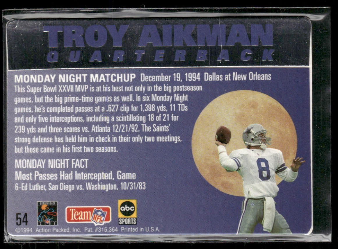 Troy Aikman Player Lot Bundle 10 Different Football Cards TA006 Cowboys back