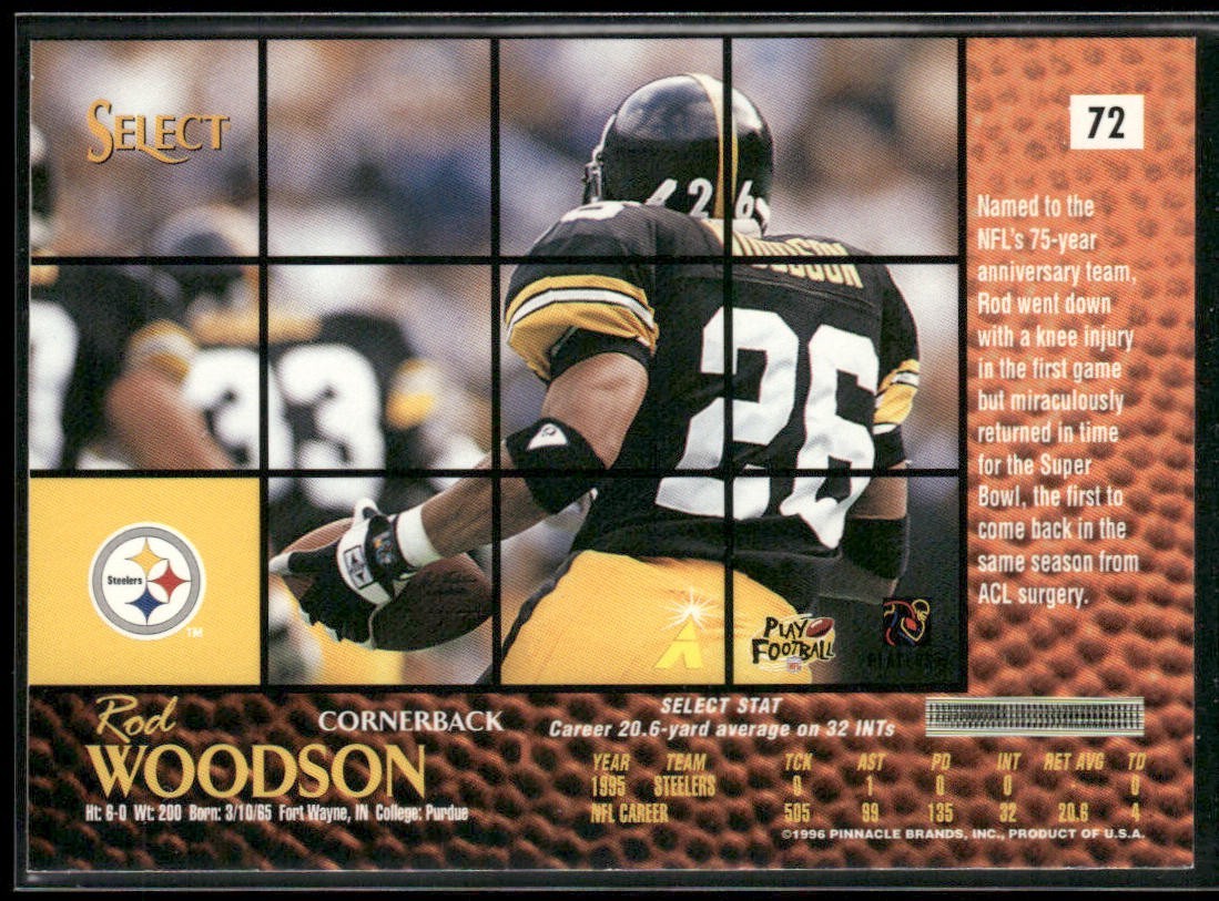 Rod Woodson Player Lot Bundle 10 Different Football Cards RW004 Steelers back